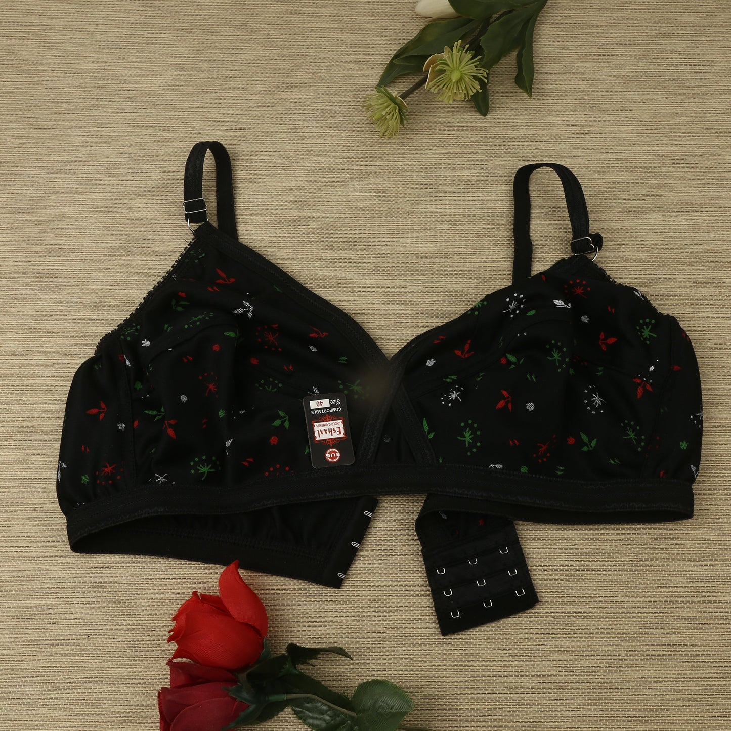 (4) Bra soft Fabric Printed jersey bra