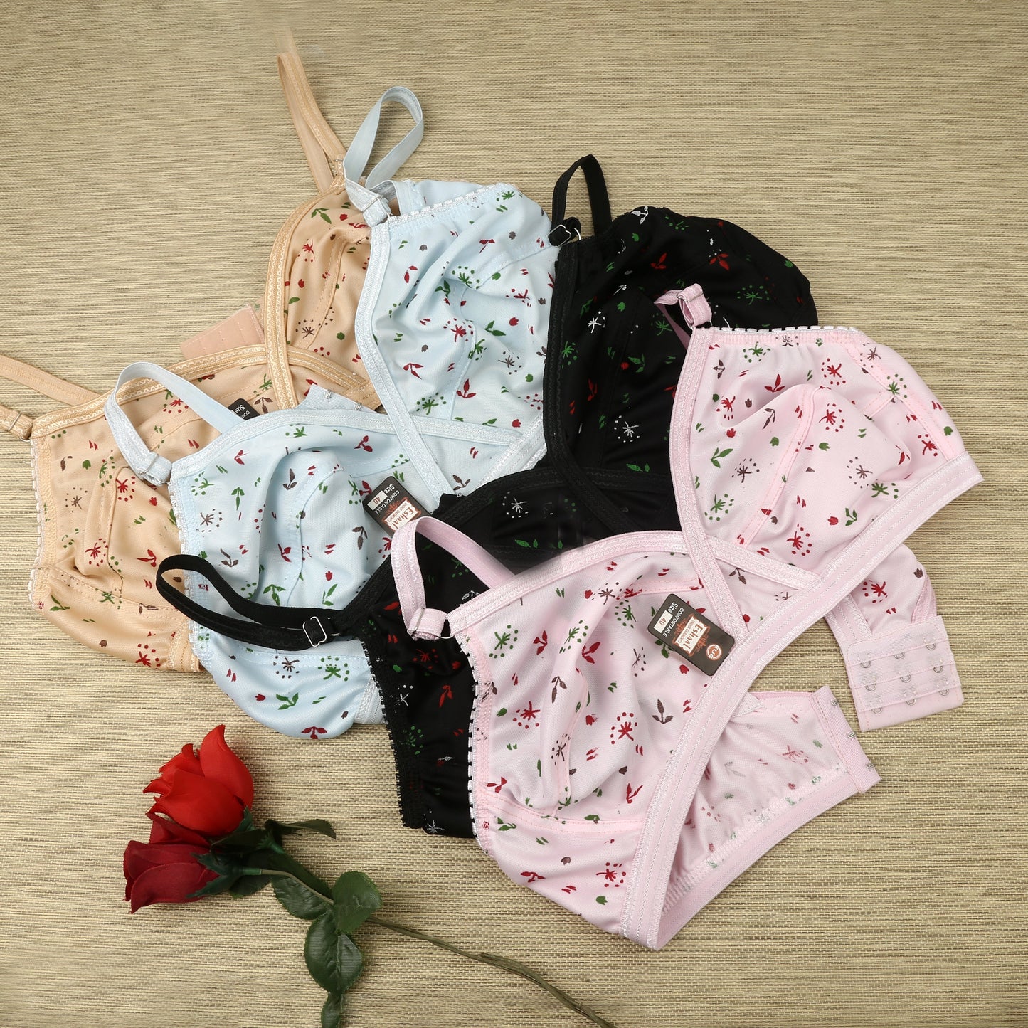 (4) Bra soft  Fabric Printed jersey bra
