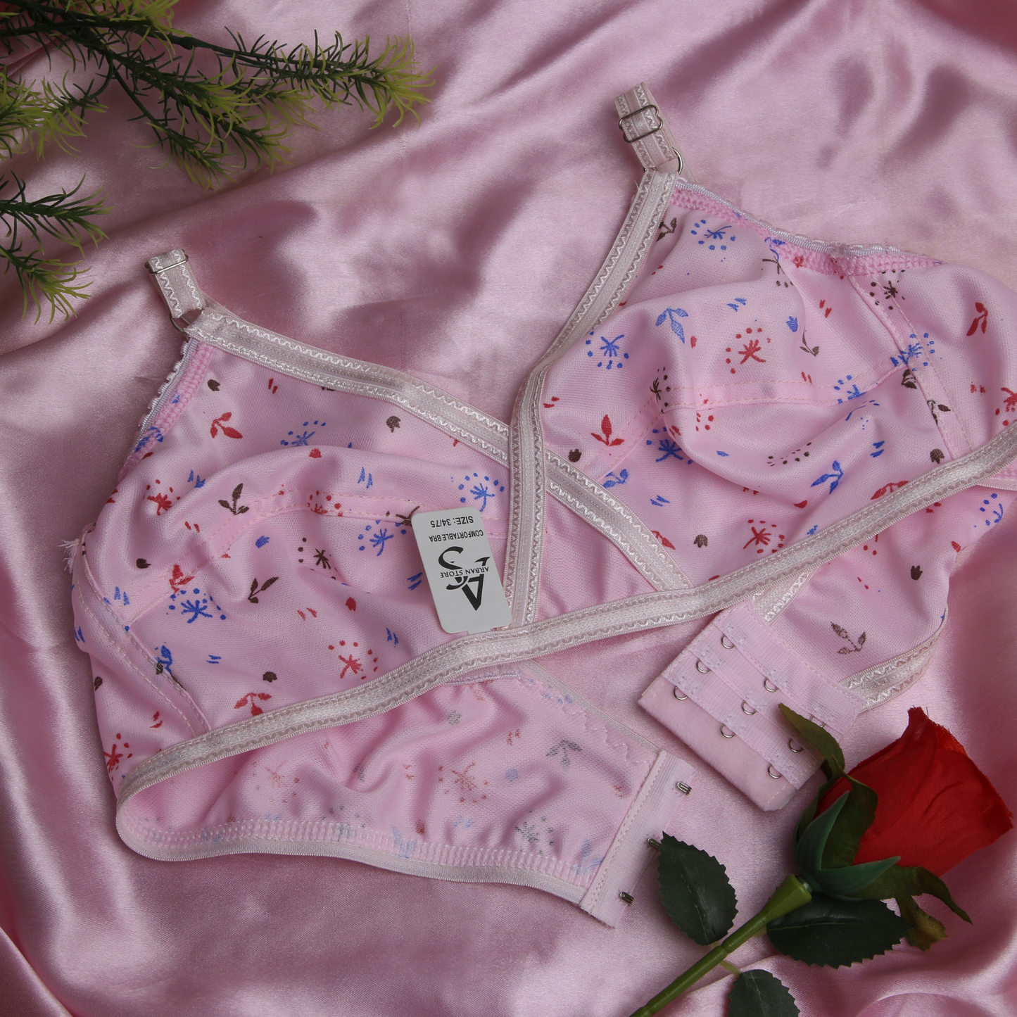 (4) Bra soft  Fabric Printed jersey bra